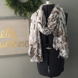 Large Sheer Floral Scarf